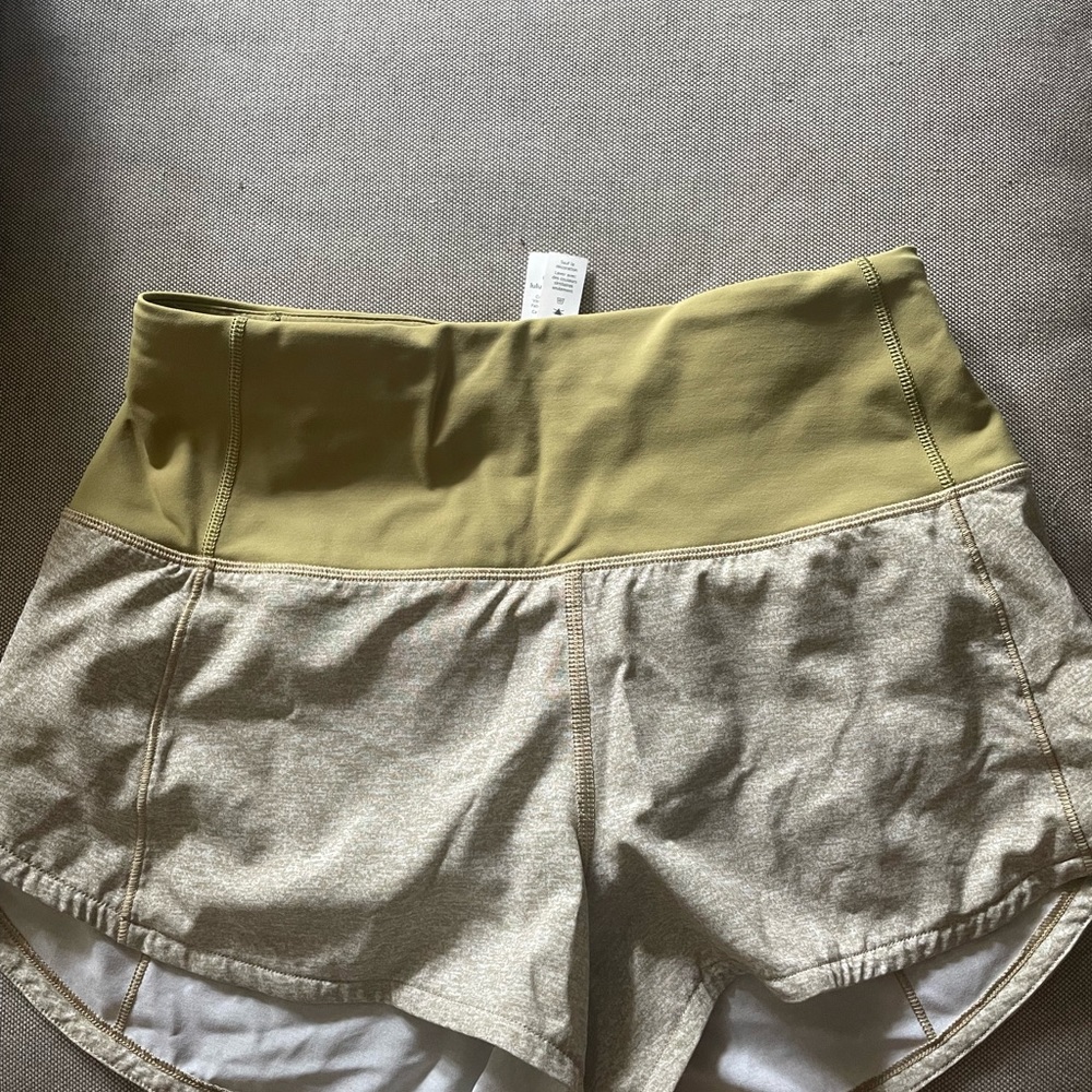 Olive green Lululemon speed up shorts size 2